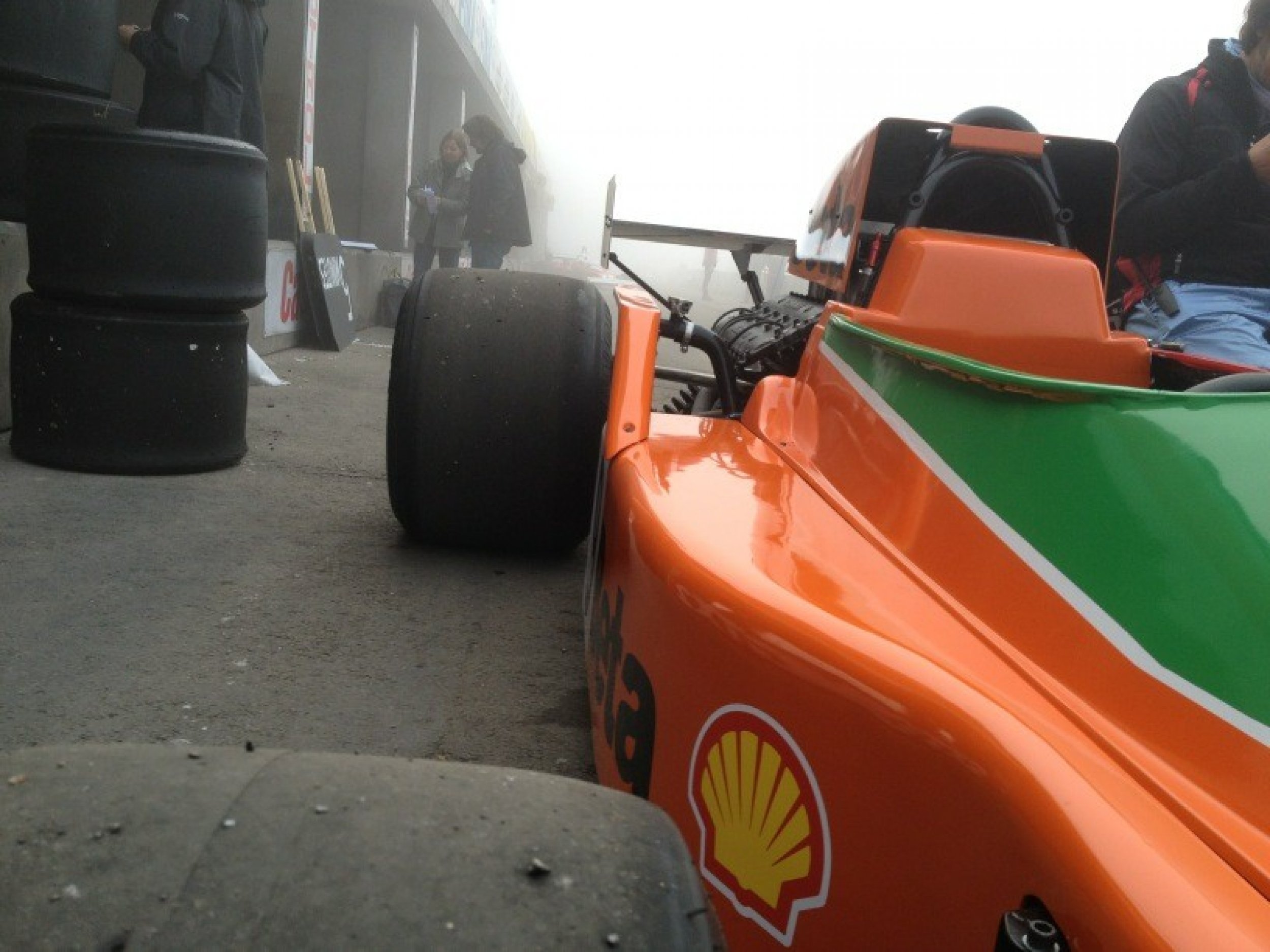 Fog behind the Shell car.