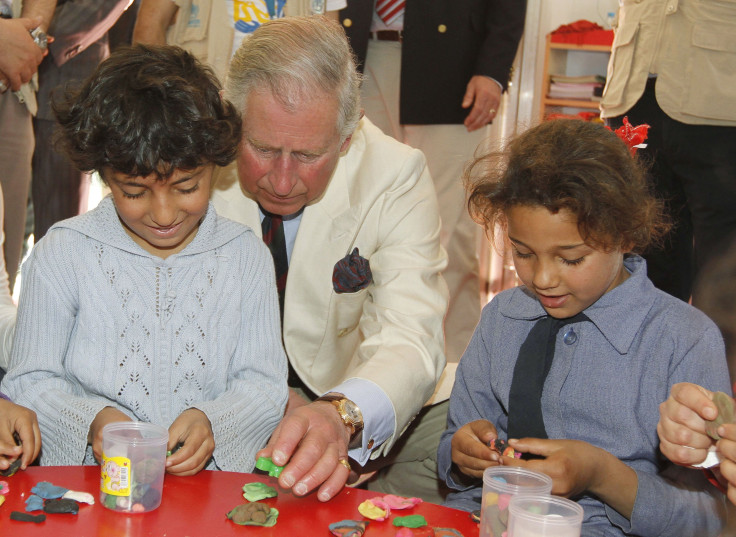 Prince Charles with Syrian refugee children