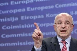 European Competition Commissioner Joaquin Almunia addresses a news conference at the EU Commission headquarters in Brussels February 1, 2012.