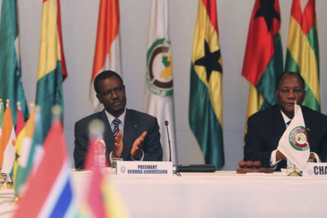 Commission President for the ECOWAS Kadre Desire Ouedraogo and Ivory Coast&#039;s President Alassane Ouattara