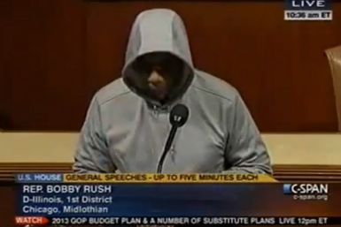 Congressman Bobby Rush wears a hoodie on the floor of Congress