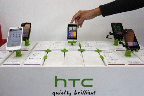 HTC phones in a mobile phone store in Taipei