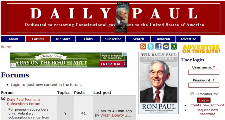 Mitt Romney is advertising on the Daily Paul website