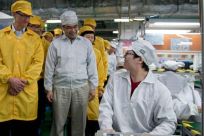 Apple CEO Cook visits the iPhone production line at the newly built Foxconn Zhengzhou Technology Park