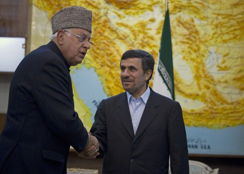 Iranian President Ahmadinejad greets India&#039;s Minister for New and Renewable Energy Abdullah in Tehran