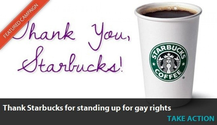 Gay marriage supporters thank Starbucks