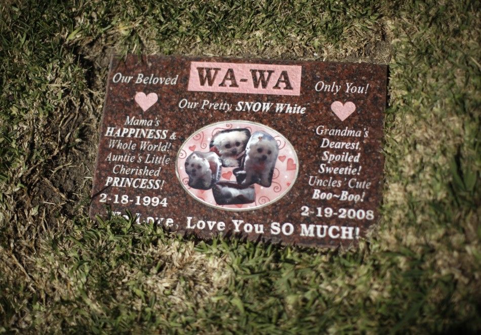 Memorial is seen at a pet cemetery in Huntington Beach