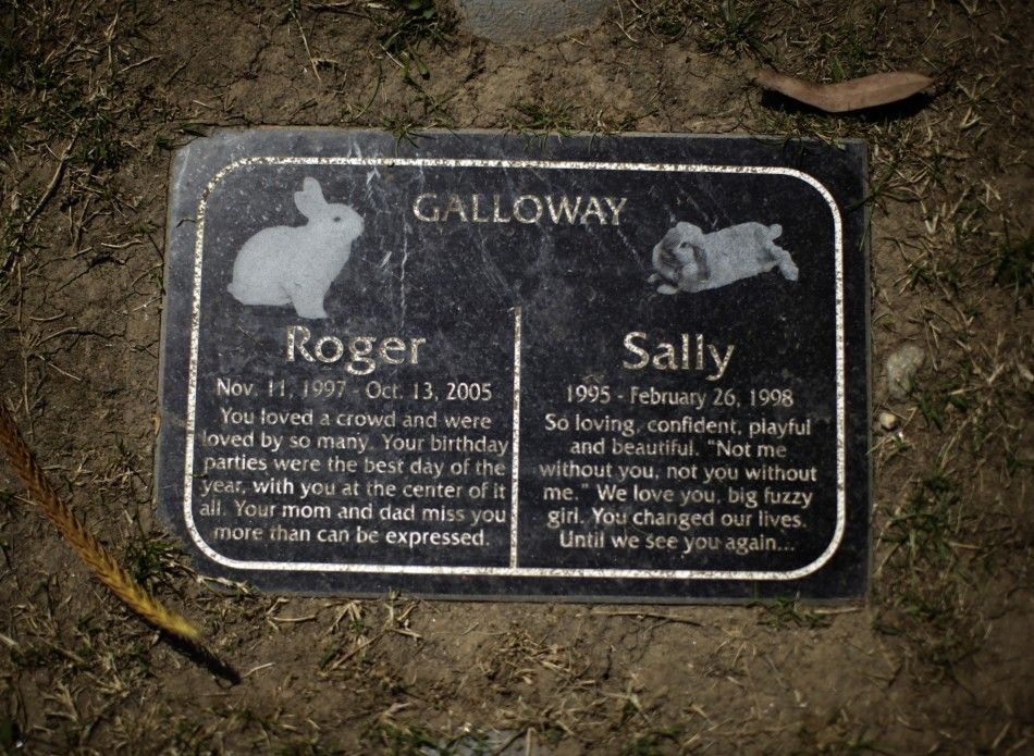 Headstone is seen at a pet cemetery in Huntington Beach