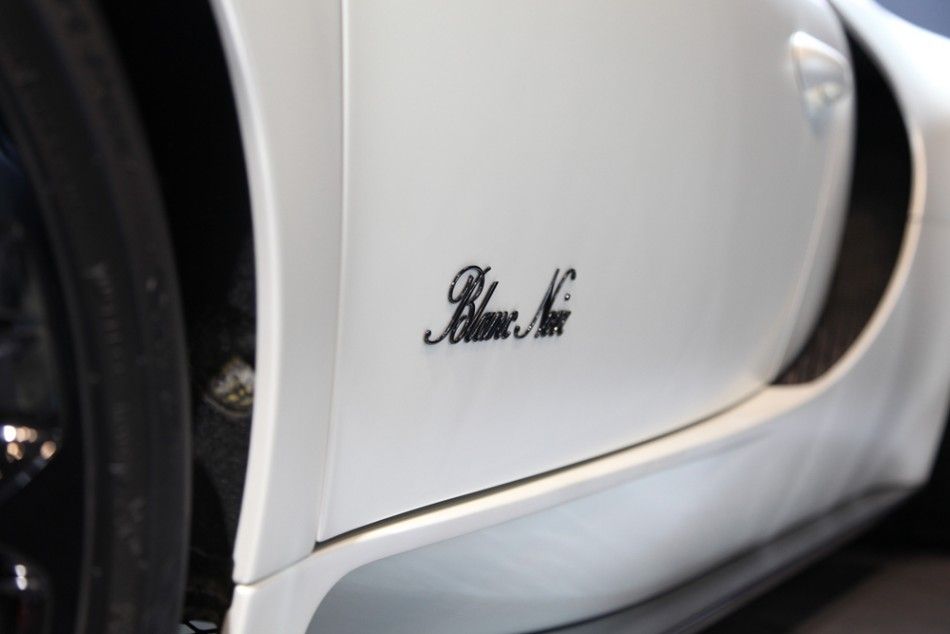 Side panel of the 2012 Bugatti Veyron Blanc Noir at the New York International Auto Show 2012.