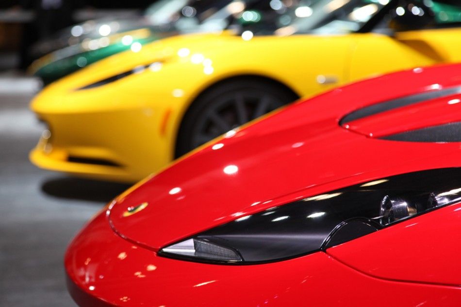 Colorful Lotuses all in a row at the New York International Auto Show 2012.