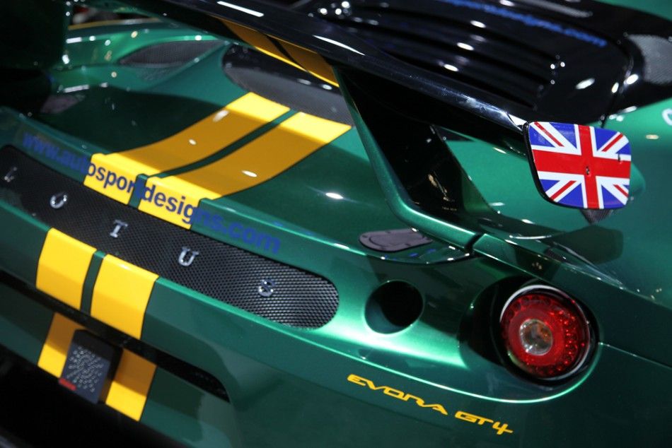 The rear of the Lotus Evora GT racer at the New York International Auto Show 2012.