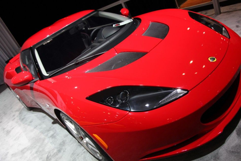 The Lotus Evora seen from the front at the New York International Auto Show 2012.