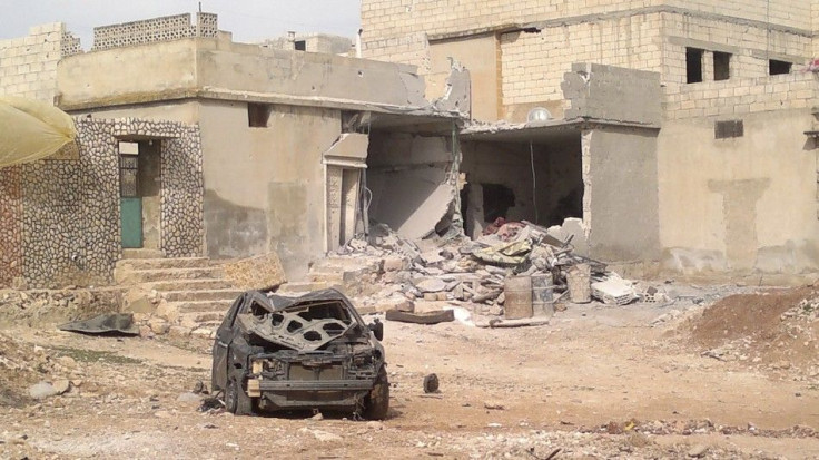 Damaged buildings are seen in Taftanaz village, east of Idlib city in Syria.