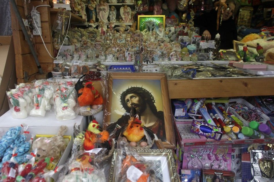 A picture of Jesus Christ for sale at a vendors after a procession of the quotWay of the Crossquot on Good Friday at the Sanctuary of Kalwaria Zebrzydowska near Krakow, southern Poland April 6, 2012. 