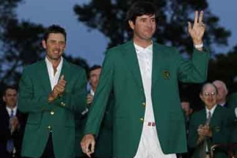 2012 Master&#039;s champion Bubba Watson greets the crowd at Augusta.