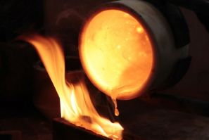 Gold being melted