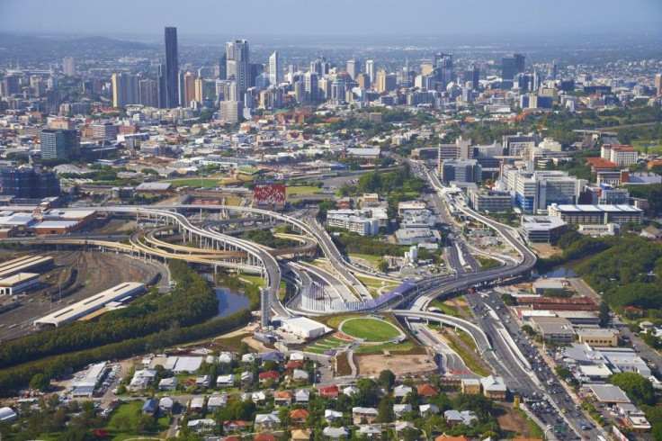 Brisbane, site of Monday&#039;s two-hour car chase, seen from the air.