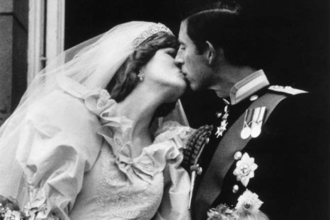Prince Charles and Princess Diana kiss on Wedding Day
