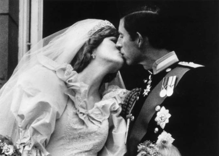 Prince Charles and Princess Diana kiss on Wedding Day