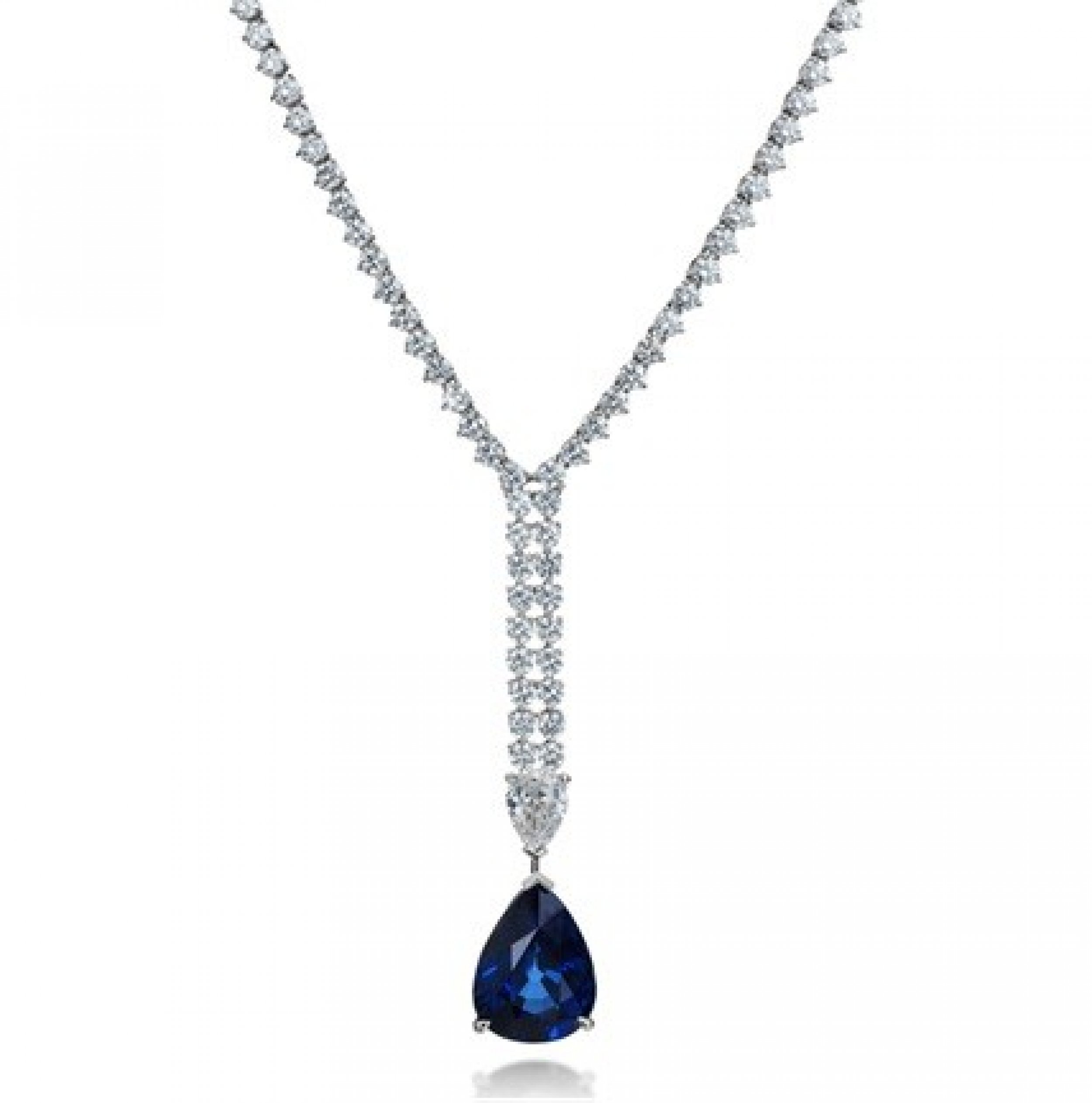 Michael C. Fina - Majestic Collection Platinum Sapphire  Diamond Necklace