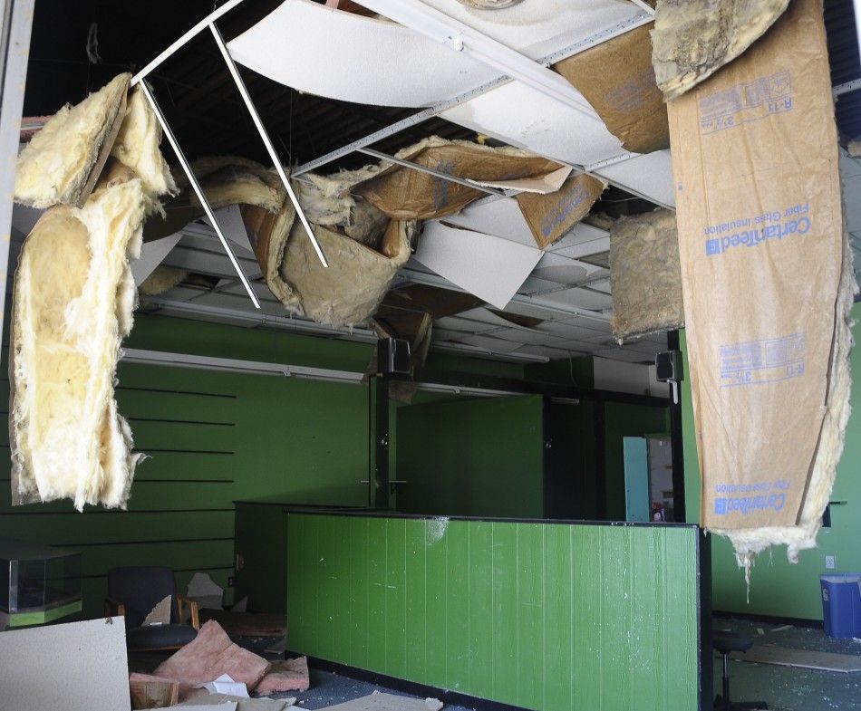 A view of tornado damage to a business outlet in the southern area of Wichita, Kansas