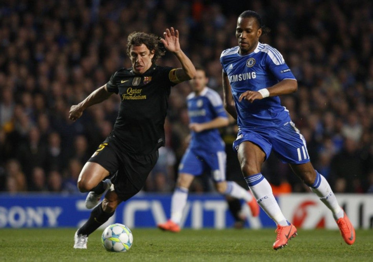 Watch Didier Drogba&#039;s goal to give Chelsea a 1-0 half-time lead over Barcelona in their Champions League semi-final first-leg.