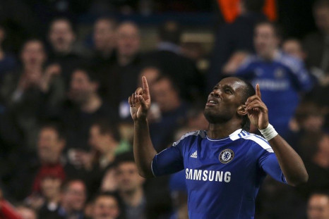 Didier Drogba celebrates after scoring the only goal of the game.