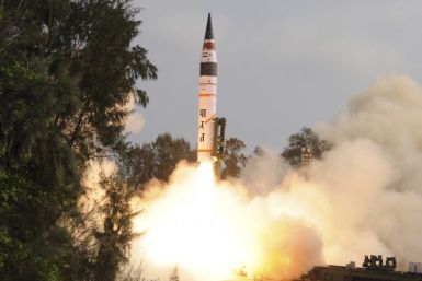 A surface-to-surface Agni V missile is launched from the Wheeler Island off the eastern Indian state of Orissa.