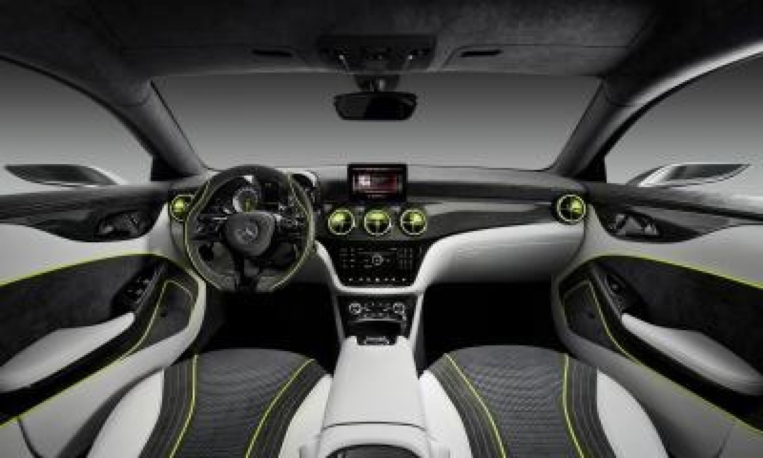 The interior of the Mercedes Concept Style Coupe looks like a spaceship in grey and green.
