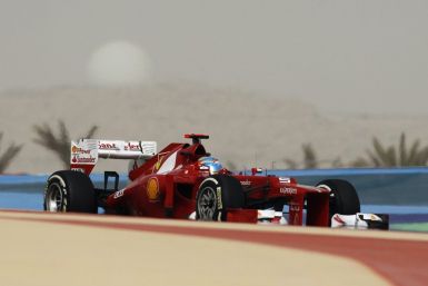 Ferrari Formula One driver Alonso drives during the second practice session of the Bahrain F1 Grand Prix at the Sakhir circuit in Manama