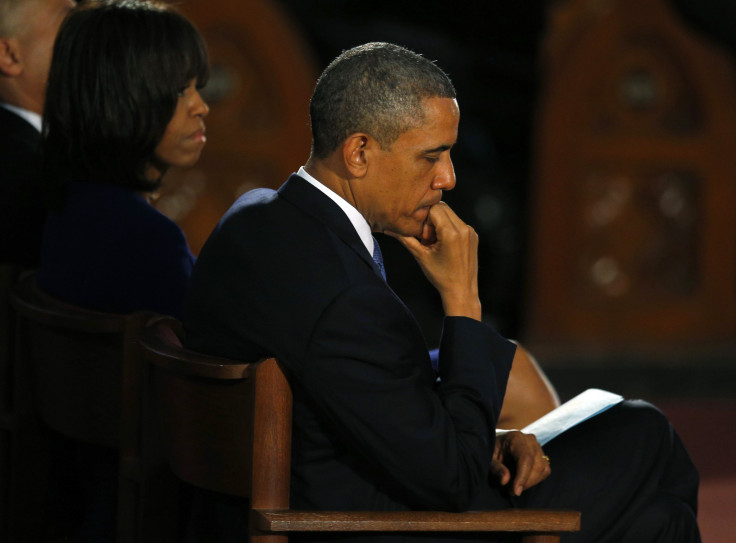 Boston Bombing vigil Obama seated 18April2013