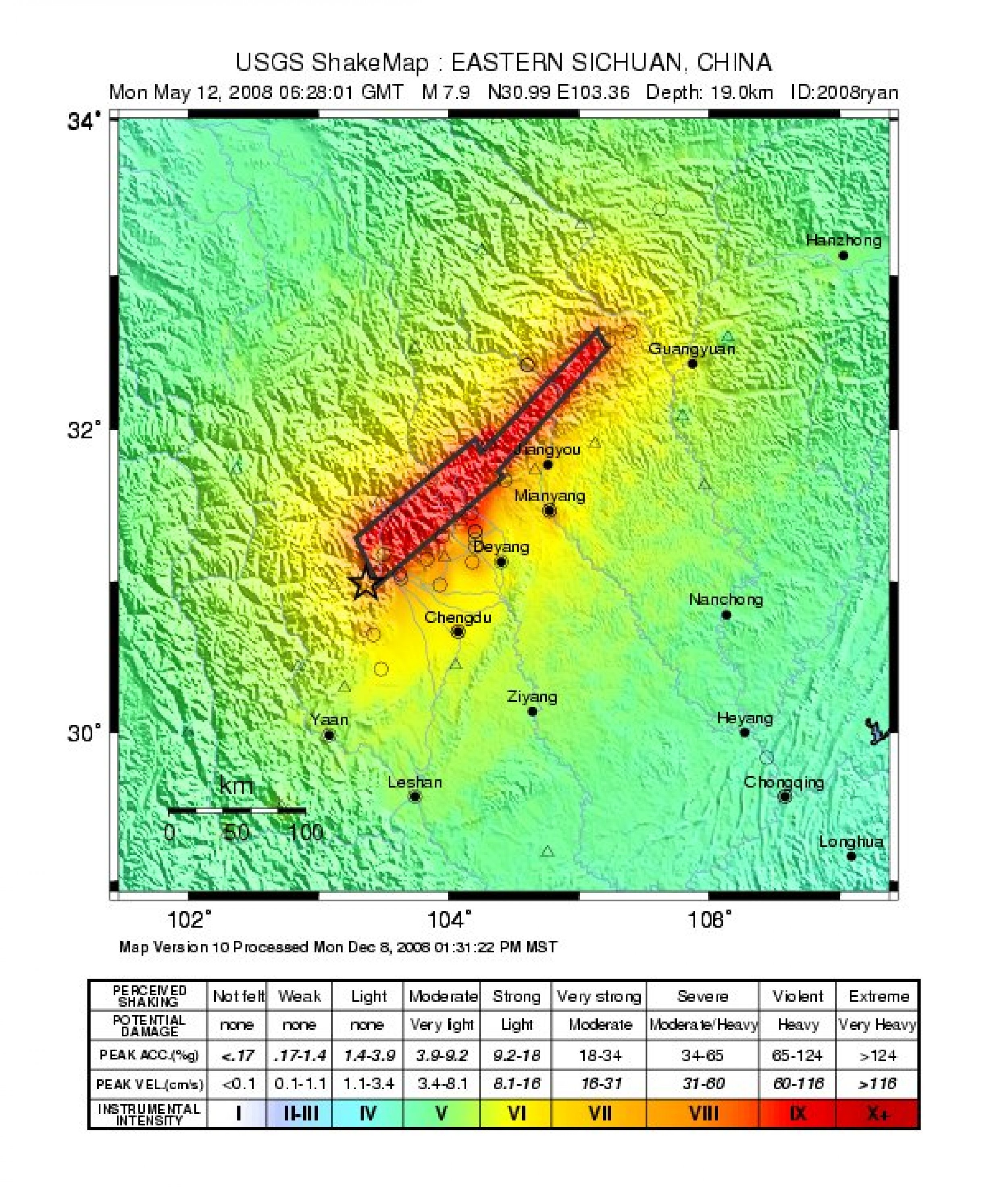 Sichuan Earthquake ShakeMap-May 12, 2008-USGS