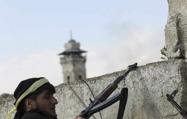 Syrian Fighter Near Umayyad Mosque Minaret