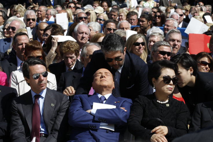 Berlusconi sleeping at Bush library inauguration.