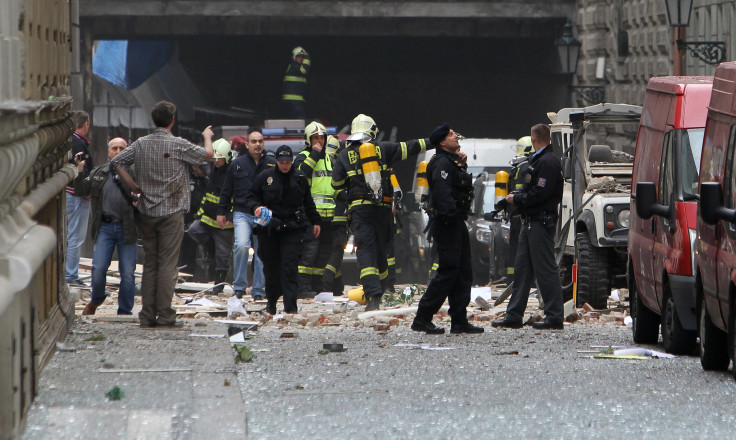 Police at explosion site in Prague