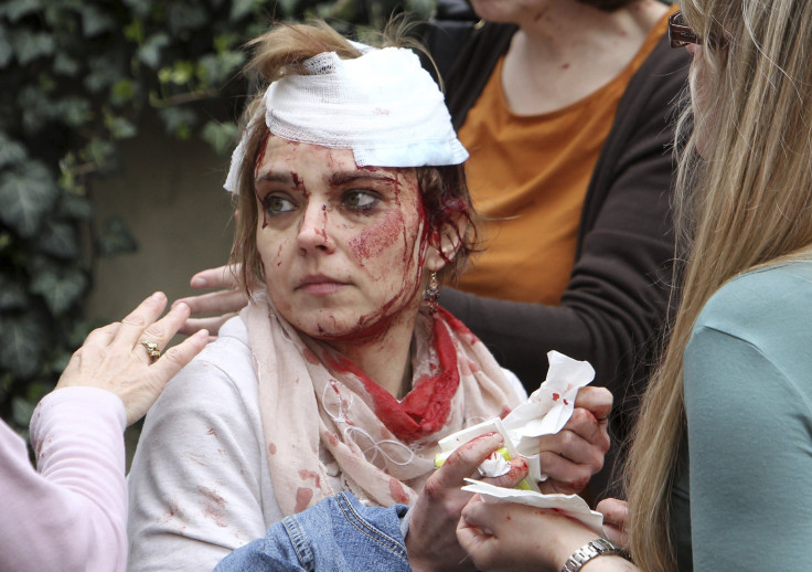 Injured woman after the explosion in Prague.