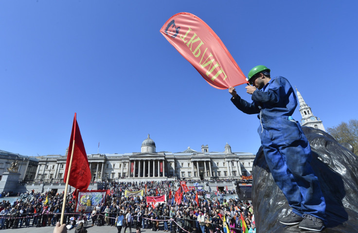 May Day protesters in Trafalgar