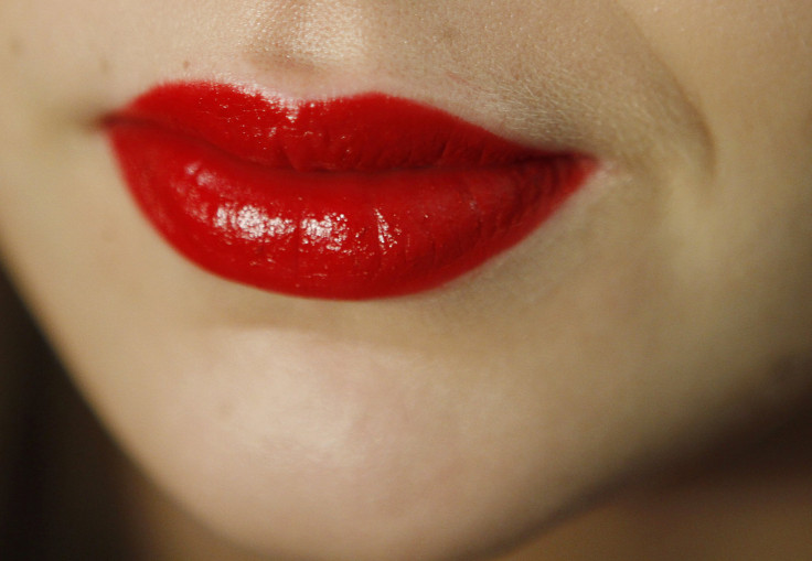 Bright red lipstick