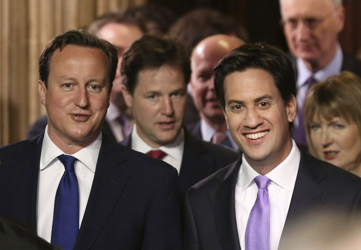 David Cameron and opposition leader at U.K. state opening