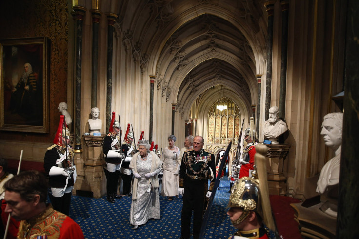 Queen Elizabeth arrives at Westminster with Prince Phillip