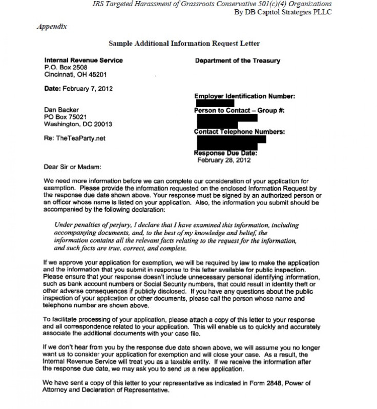 IRS Sample letter