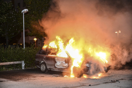 Car on fire in Sweden