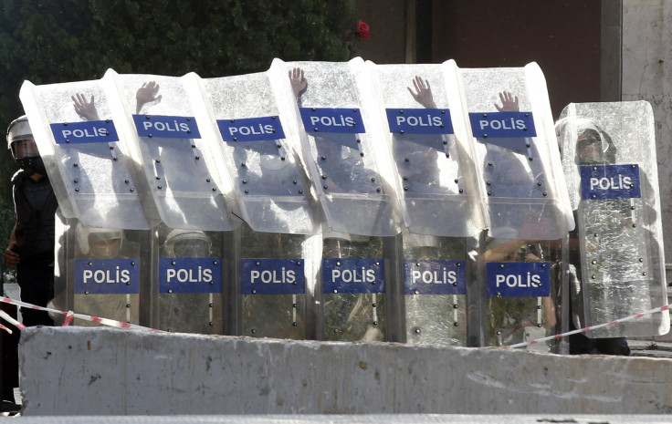Turkey Ankara Riots 7 Police Shield