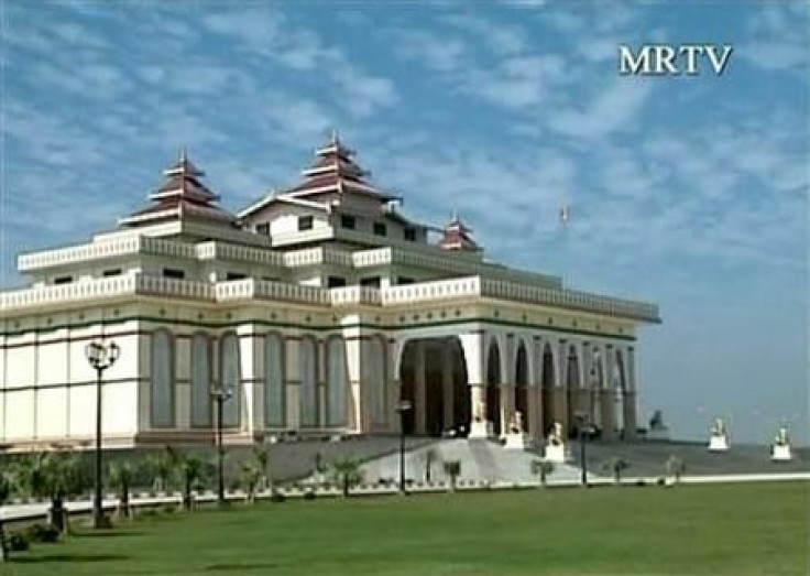 A still image from a video footage shows a view of the parliament building in Naypyitaw