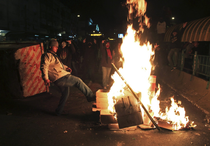 Brazil Protests bonfire