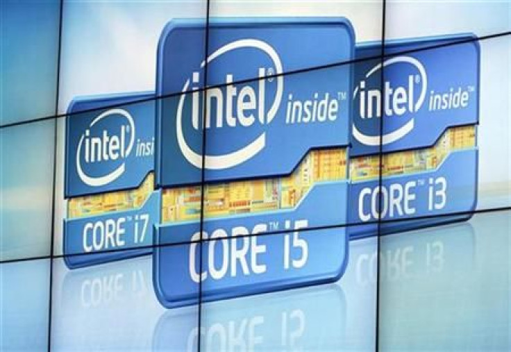 Video wall displays Intel's logos at the unveiling of its second generation Intel Core processor family during news conference at CES in Las Vegas