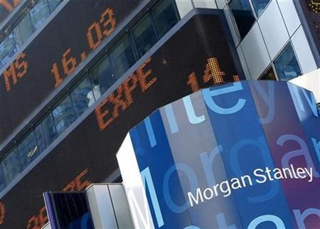 Trading price for Morgan Stanley rolls across stock ticker on Morgan Stanley headquarters building in New York039s Time039s Square