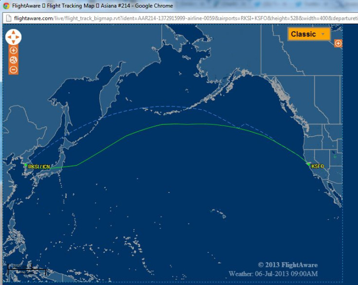 Asiana Airlines OZ214 Flight Path