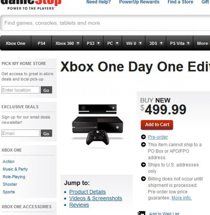 Xbox One Preorder Gamestop