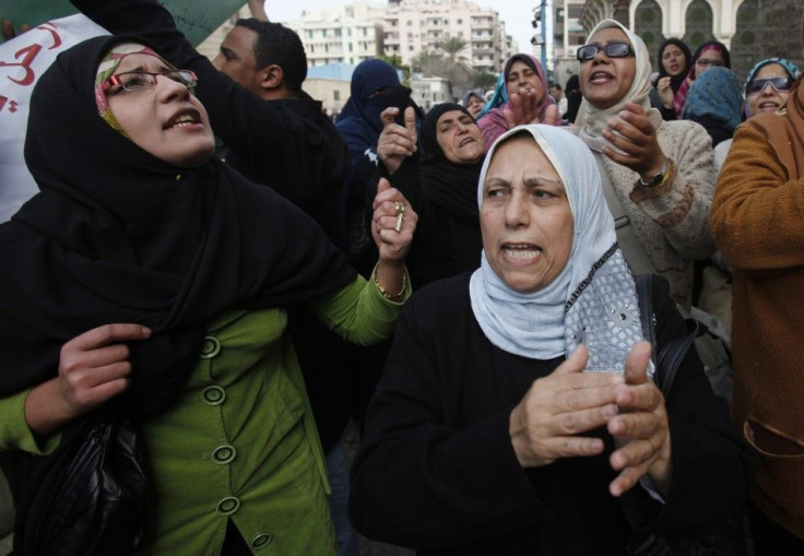 Protesters chant anti-government slogans during mass demonstrations against Egypt's President Hosni Mubarak, in Alexandria